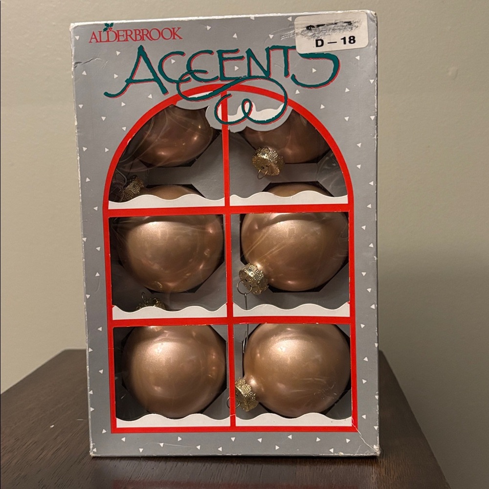 Vintage Alderbrook Champagne Pink Mercury Glass Christmas Balls/Decorations